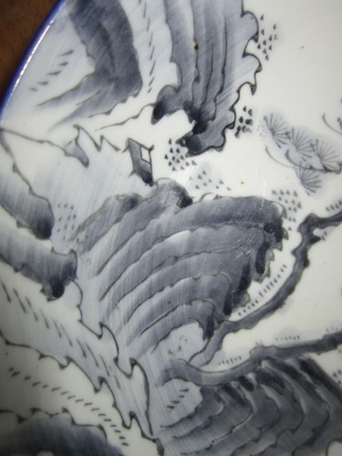 Cuenco asiático gris y blanco inusual vintage - pintado a mano - Japón - muy antiguo  - Imagen 8 de 12