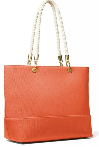 MICHAEL KORS Bag Amy Large Rope Tote Clementine orange gold cotton new - Picture 4 of 11