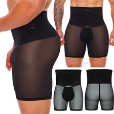 US Men's High Waist Compression Boxer Shorts Tummy Slim Girdle Pants Body Shaper