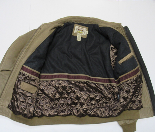 Cabela's Outfitters Series Suede Bomber Coat Jacket Quilted Lining Mens L Brown - Picture 3 of 18