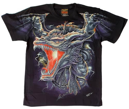 CAMISETA DRAGON HD XS S M L XL HARLEj KING DRAGON BRILLA EN LA OSCURIDAD FIESTA - Imagen 1 de 4