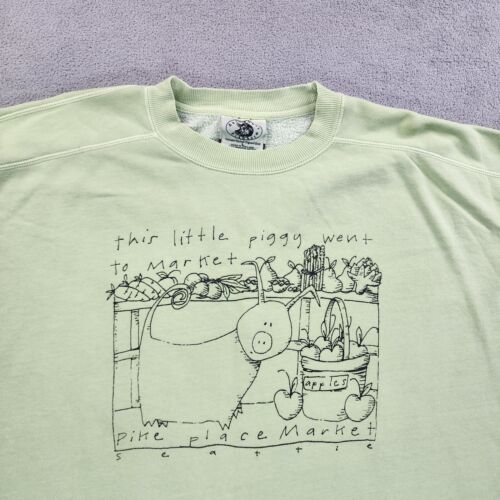 Authentic Pigment Sweatshirt Mens Large Green Fleece Lined Pike Place Market - Picture 6 of 15