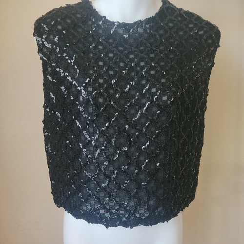 Koret of California True Vintage Knit crew neck black vest with sequins Small - Picture 1 of 8
