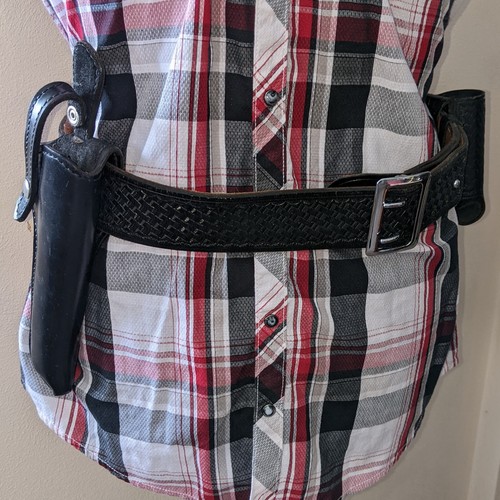 Gun Holster Belt Police Bucheimer Black Leather Sz 40 + Don Hume Holster(mag) - Picture 5 of 20