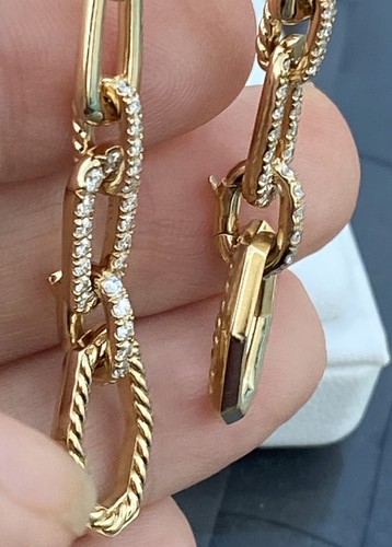 David Yurman 18k Gold Diamond Novella Drop Dangle Earrings Convertible 1.5” NWT - Picture 21 of 23