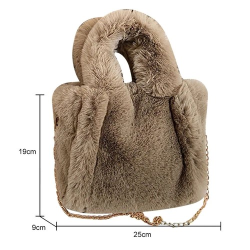 Faux Fur Tote Bag S/L Handbag New Shoulder Bag Winter - Picture 13 of 14