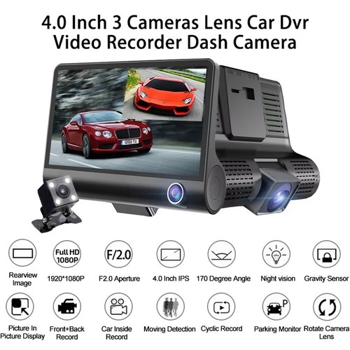 4" In HD 1080P Car Camera Recorder Dual Front and Rear Dash Cam Night Vision UK - Picture 4 of 14