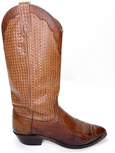 Botas de rodeo occidentales de cuero tejido canasta Dan Post raras para mujer talla 7 1/2 M - Imagen 7 de 16