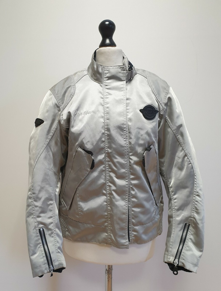 CC910 WOMENS WEISS PERSIA SILVER ARMOURED SLEEVES BIKER JACKET UK S EU 36 |  eBay