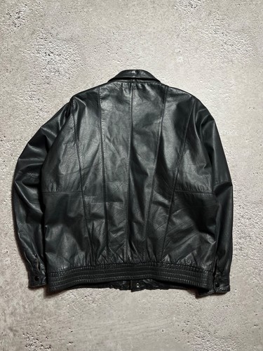 Vintage 90s Oversized Black Leather Jacket Biker Moto Streetwear - Picture 12 of 13
