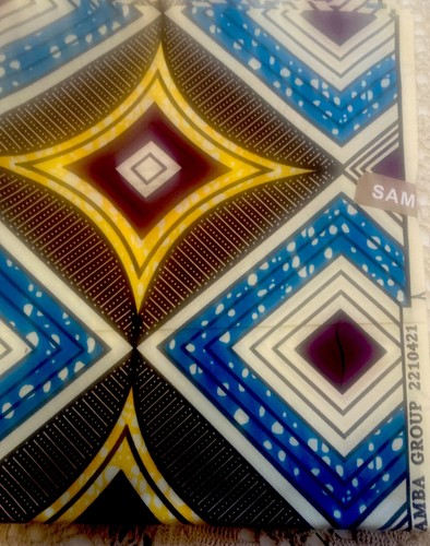 SAMBA  DESIGN African WAX Fabric 100% Cotton 6 Yards PRINCESS Cloth - Picture 11 of 13