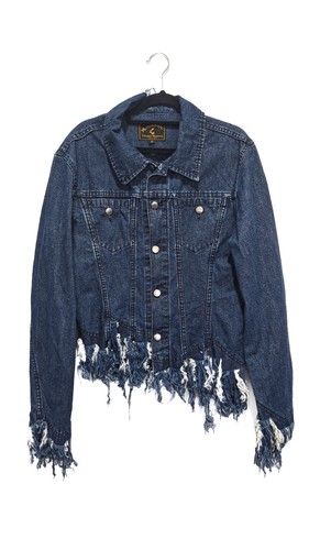VIVIENNE WESTWOOD denim jacket with fringes size 50 super fabulous made in Italy