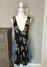 Free People | Thought I Was Dreaming Black And Blue Floral Mini Dress | Small