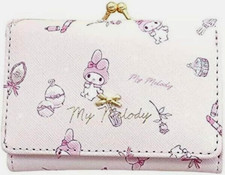 Sanrio, Mymelody, wallet, tri-fold, pouch, white, closure type snap.