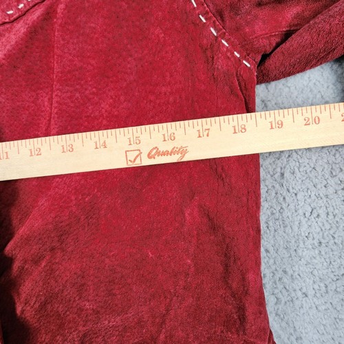Denim &Co. Women's XS Red Leather Jacket With Pockets Suede - Picture 5 of 7