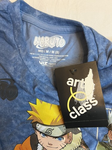 2 X Naruto Boys Size M (8) Graphic Long Sleeve T-Shirt 'Ninja' Marble Blue - Picture 5 of 6