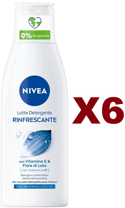 Set 6 NIVEA Latte Detergente Viso 200ml Pelli Normali - Vitamina E