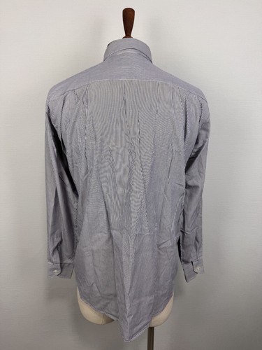 VALENTINO Sea-Son Gray White Striped Button Down Pocket Shirt Sz 41 - Picture 13 of 23