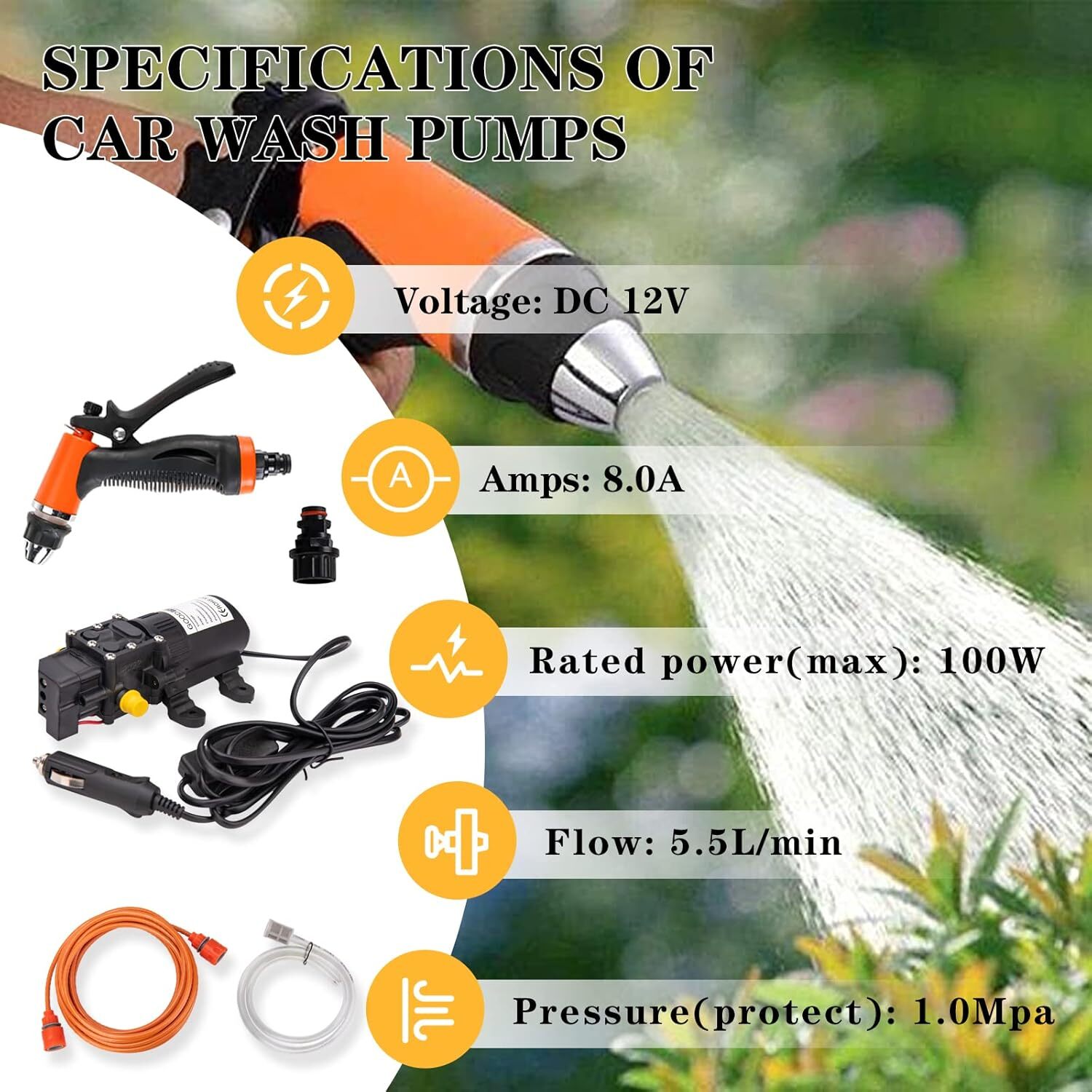 Car Pressure Washer Electric Gun Portable 12V High Power Cleaner With Water Pump