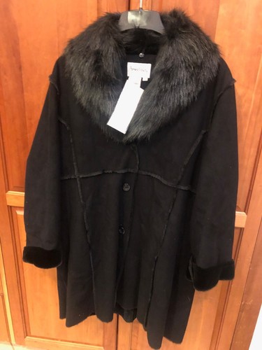 VTG Pamela Mccoy Faux Suede and Fur Coat Jacket New with Tag 1X Black - Picture 3 of 8