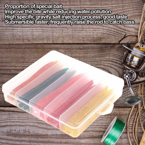 50pcs/box Noodle Worm Soft Bait Fishing Lure Kit With Rubber O Ring Artific CH - Picture 14 of 22