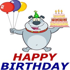 30 Custom Happy Birthday Grey Bulldog Personalized Address Labels