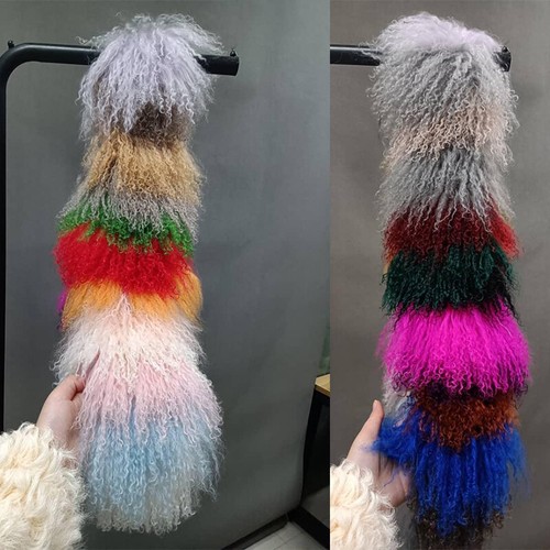 Women Cropped Mongolian Fur Coat Solid Warm Luxury Fashion Winter Fur Jacket - Bild 8 von 81