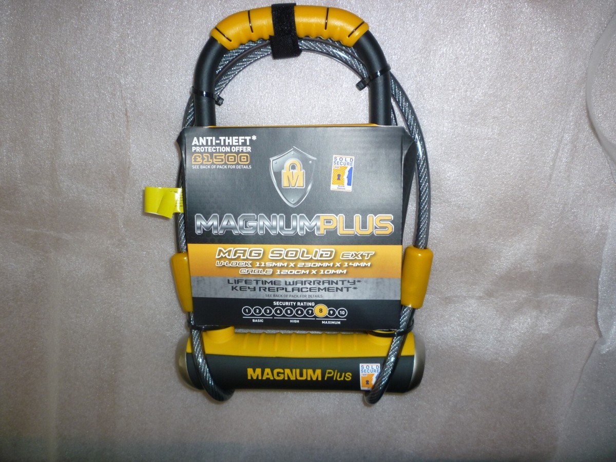 MAX SECURITY BICYCLE MOTOR BIKE SCOOTER U-LOCK 14mm WITH CABLE