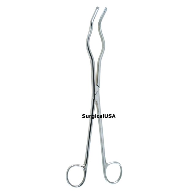 Lab Crucible Utility Tong Forceps 10" Angled Grasping Jaws Stainless