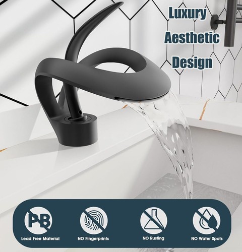 Bathroom Basin Sink Mixer Tap Chrome Waterfall Single Lever Handle Faucet Modern - Picture 2 of 18