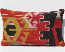 Geometric pillow covers hand woven Home decorative Turkish kelim rugs 20"x12"