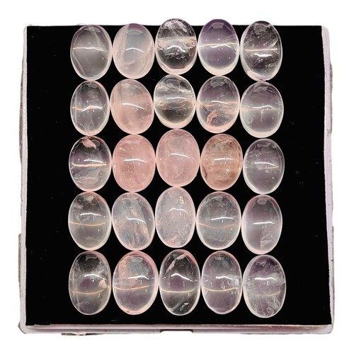 25 Pcs Natural Rose Quartz 15-18mm Oval Cabochon Loose Untreated Gemstones Lot - Picture 2 of 7