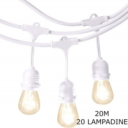 cordoniera catena luminosa esterno con lampadine led e27 10 15 mt bianco nero - Foto 15 di 25