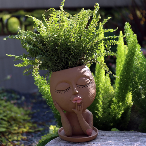 Face Flower Pots Head Planter, Cute Resin Face Planters for Indoor Outdoor Plant - Picture 3 of 12