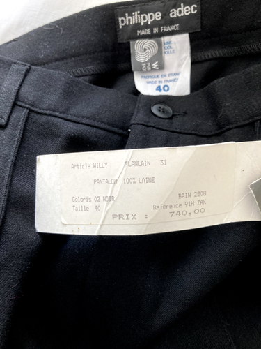 PHILIPPE ADEC-100% Black wool tailored trousers. Turn ups new with Tags Size: 40 - Picture 4 of 5