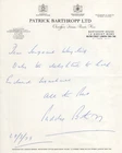 WW2 Stalag Luft III Great Escaper Paddy Barthropp DFC signed letter