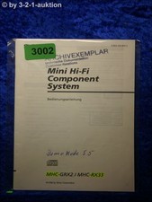 Sony Manuale di Istruzioni Mhc GRX2/RX33 Componente Sistema (#3002)  			