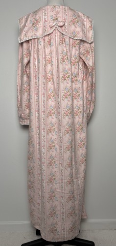 Vintage Lindsey Blake Neu mit Etikett M Baumwolle Flanell Nachthemd rosa Blumen Spitze langes Geschenk - Bild 8 von 13