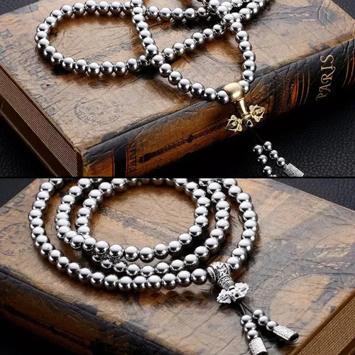 Pulsera de mano táctica de cadena de acero de 8 mm 118-128 Ps cuentas de Buda de defensa personal - Imagen 6 de 32