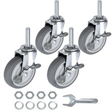 Finnhomy Caster Wheels 3 Inch Set of 4 Heavy Duty Threaded Stem Casters Gray 