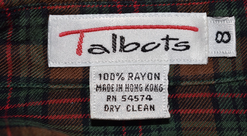 Talbots Vintage Plaid Button Front Long Sleeve Shirt sz 8 Brown/Green HONG KONG - Picture 9 of 17