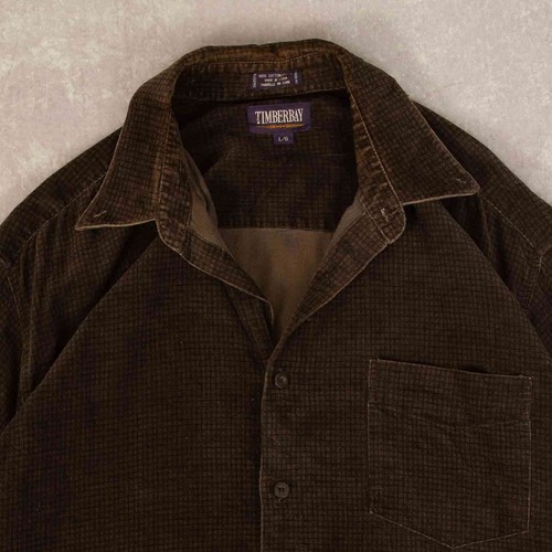 Vintage Checked Cord Shirt XL Men's Brown Corduroy - Picture 3 of 7