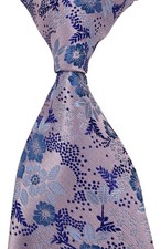 New Top Quality 100 Silk Floral Pink Light Blue Classic Men's Wedding Necktie