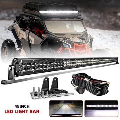 Dual Row 48'' Inch LED Work Light Bar Spot Flood Combo for Maverick X3 RZR UTV