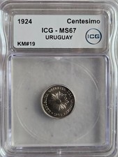 Uruguay 1 Centesimo 1924 ICG MS 67