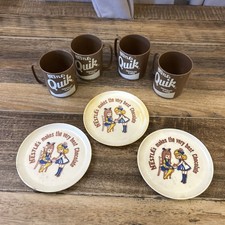 Vintage Nestlé Quik Makes The Very Best Chocolate 3 Plate and 4 Mini Cup Toy Set