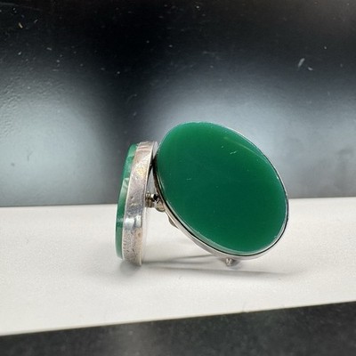 スワロフスキー✳️廃盤 boali antique green シルバー925 Vintage R.P.H. Sterling Silver Signed Dark Green Stone 1