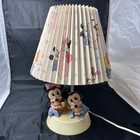 Disney Nursery Lamp Nightlight Baby Mickey & Minnie Mouse 1984 Pleated Shade