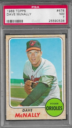 1968 Topps #478 Dave McNally, Baltimore Orioles PSA 7 NM - Picture 3 of 3