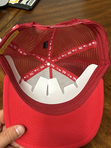 Grass Clippings ‘Stay Grassy’ Snapback Hat Red OSFA - Picture 3 of 4